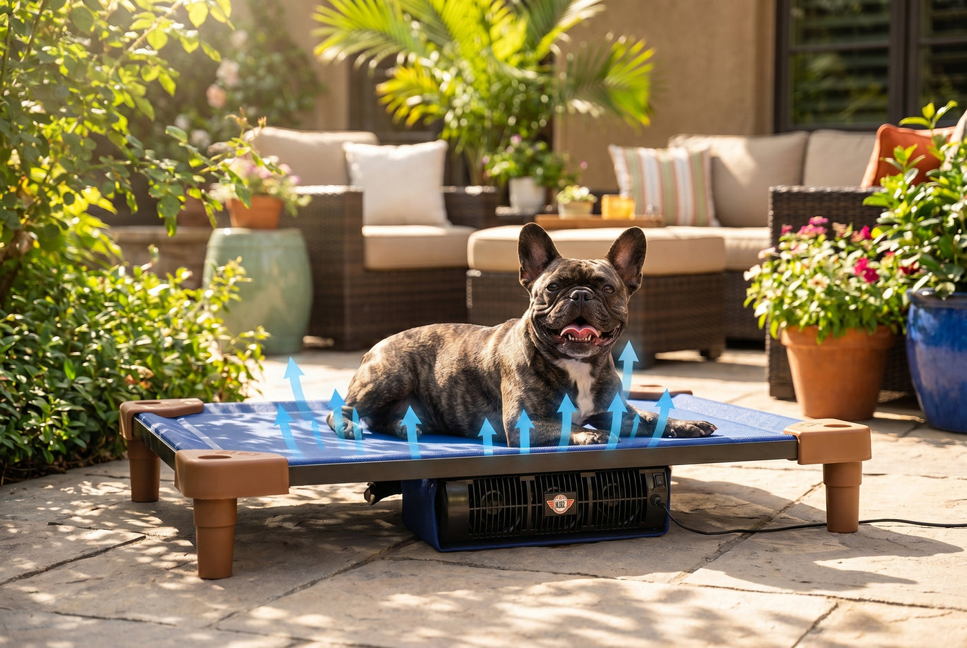 Close-up of airflow cooling through the AirCot dog cot